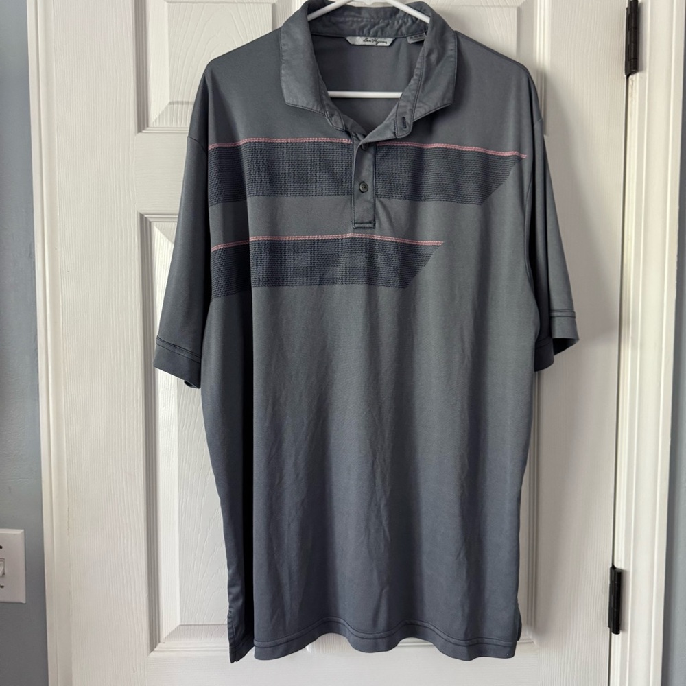 Ben Hogan Men’s Charcoal Gray Polo Golf Short Sleeve Shirt with Stripes Size 2XL